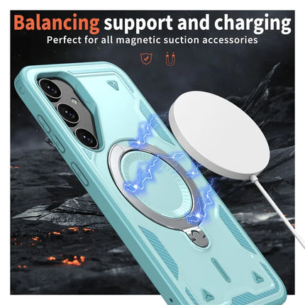 For Samsung Galaxy S23 FE Case Compatible with MagSafe Military Protection PC+TPU Kickstand Phone Cover