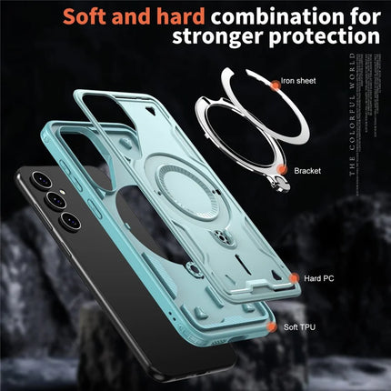 For Samsung Galaxy S23 FE Case Compatible with MagSafe Military Protection PC+TPU Kickstand Phone Cover