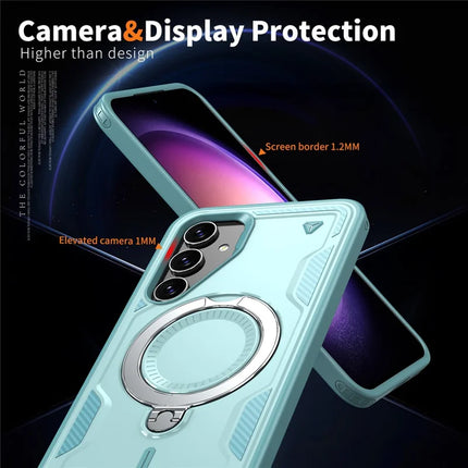 For Samsung Galaxy S23 FE Case Compatible with MagSafe Military Protection PC+TPU Kickstand Phone Cover