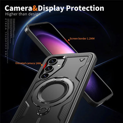 For Samsung Galaxy S23 FE Case Compatible with MagSafe Military Protection PC+TPU Kickstand Phone Cover