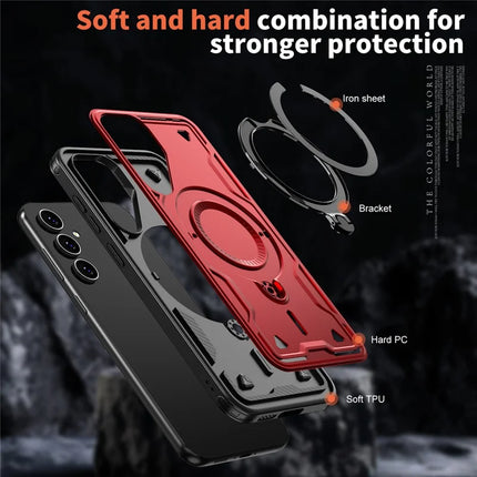For Samsung Galaxy S23 FE Case Compatible with MagSafe Military Protection PC+TPU Kickstand Phone Cover