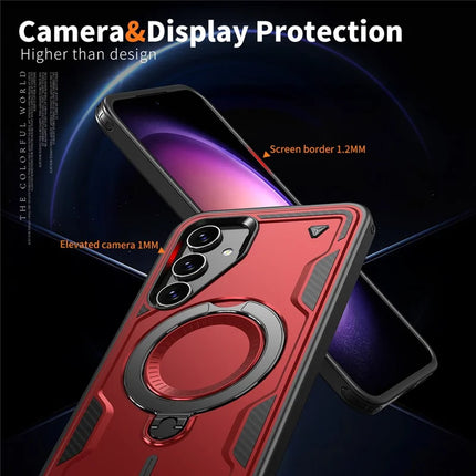 For Samsung Galaxy S23 FE Case Compatible with MagSafe Military Protection PC+TPU Kickstand Phone Cover