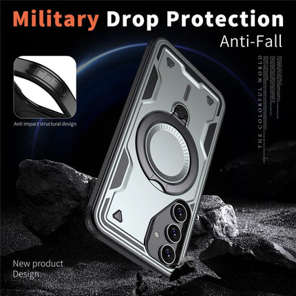 For Samsung Galaxy S23 FE Case Compatible with MagSafe Military Protection PC+TPU Kickstand Phone Cover
