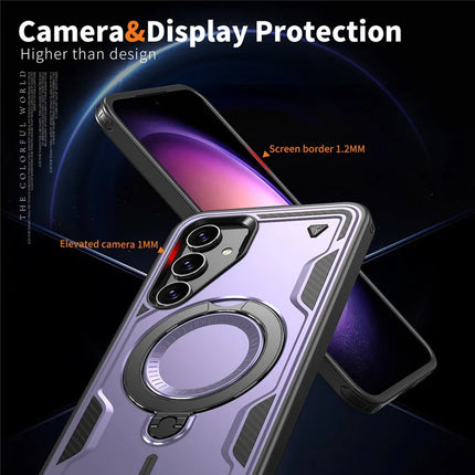 For Samsung Galaxy S23 FE Case Compatible with MagSafe Military Protection PC+TPU Kickstand Phone Cover