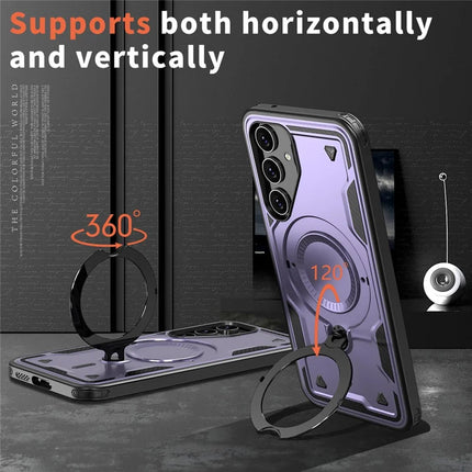 For Samsung Galaxy S23 FE Case Compatible with MagSafe Military Protection PC+TPU Kickstand Phone Cover