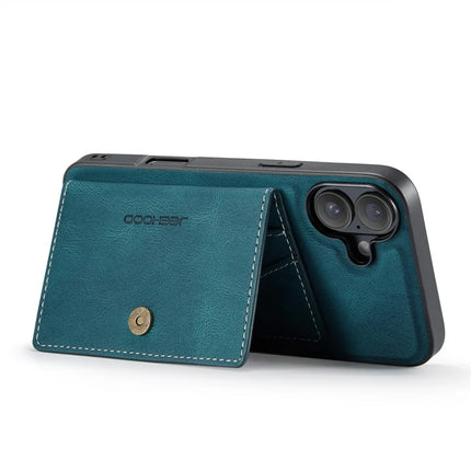 For iPhone 16 Plus Case JEEHOOD J01 Retro Leather + TPU Phone Cover Detachable Magnetic Card Holder