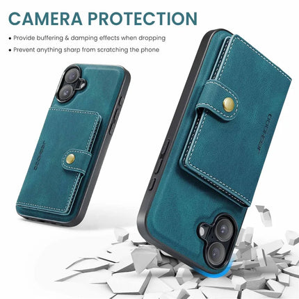 For iPhone 16 Plus Case JEEHOOD J01 Retro Leather + TPU Phone Cover Detachable Magnetic Card Holder