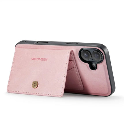 For iPhone 16 Plus Case JEEHOOD J01 Retro Leather + TPU Phone Cover Detachable Magnetic Card Holder