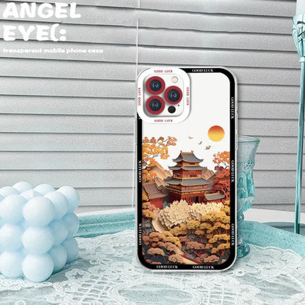 For iPhone 16 Pro Max Case Aesthetic Oil Painting Landscape Clear TPU Phone Cover
