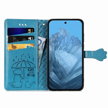 For Google Pixel 9 / Pixel 9 Pro Case Leather Wallet Flip Phone Cover Cute Cat Dog Pattern