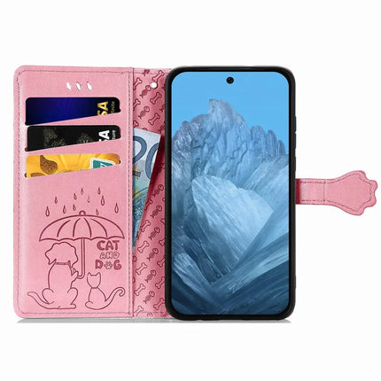 For Google Pixel 9 / Pixel 9 Pro Case Leather Wallet Flip Phone Cover Cute Cat Dog Pattern