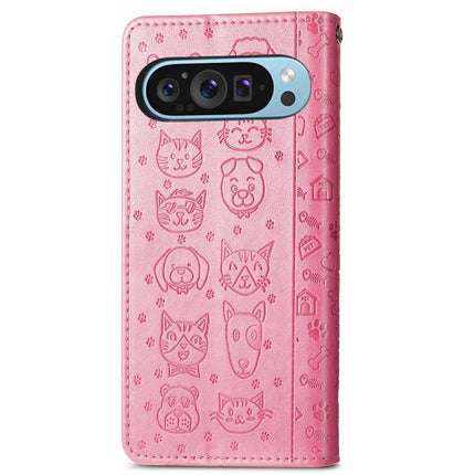 For Google Pixel 9 / Pixel 9 Pro Case Leather Wallet Flip Phone Cover Cute Cat Dog Pattern