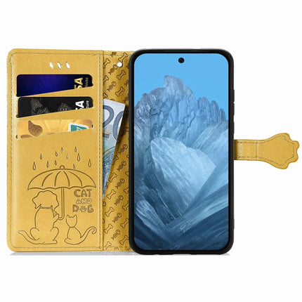 For Google Pixel 9 / Pixel 9 Pro Case Leather Wallet Flip Phone Cover Cute Cat Dog Pattern