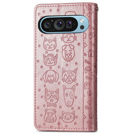 For Google Pixel 9 / Pixel 9 Pro Case Leather Wallet Flip Phone Cover Cute Cat Dog Pattern
