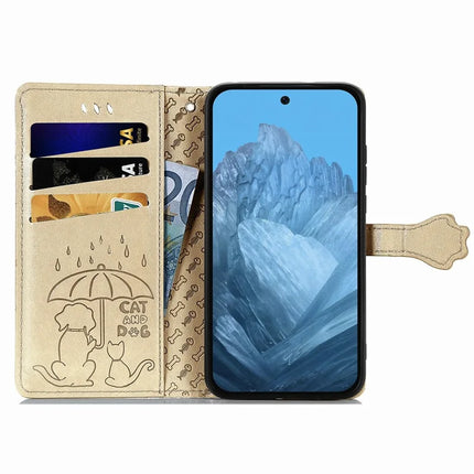 For Google Pixel 9 / Pixel 9 Pro Case Leather Wallet Flip Phone Cover Cute Cat Dog Pattern