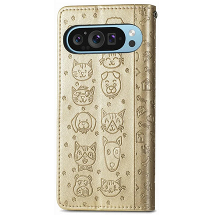 For Google Pixel 9 / Pixel 9 Pro Case Leather Wallet Flip Phone Cover Cute Cat Dog Pattern