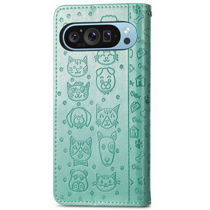For Google Pixel 9 / Pixel 9 Pro Case Leather Wallet Flip Phone Cover Cute Cat Dog Pattern