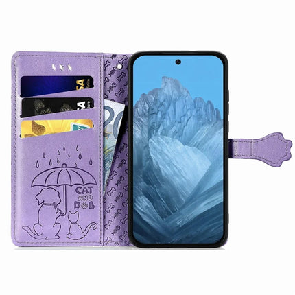 For Google Pixel 9 / Pixel 9 Pro Case Leather Wallet Flip Phone Cover Cute Cat Dog Pattern