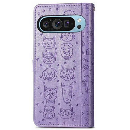 For Google Pixel 9 / Pixel 9 Pro Case Leather Wallet Flip Phone Cover Cute Cat Dog Pattern