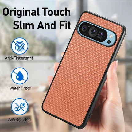 For Google Pixel 9 / Pixel 9 Pro Case Carbon Fiber Texture PU+PC+TPU Phone Cover