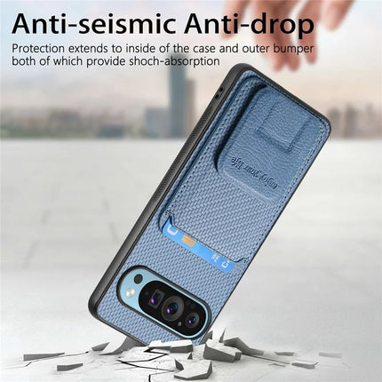 For Google Pixel 9 / Pixel 9 Pro Case Card Holder Carbon Fiber Texture Leather Coated TPU Phone Cover