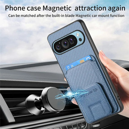 For Google Pixel 9 / Pixel 9 Pro Case Card Holder Carbon Fiber Texture Leather Coated TPU Phone Cover