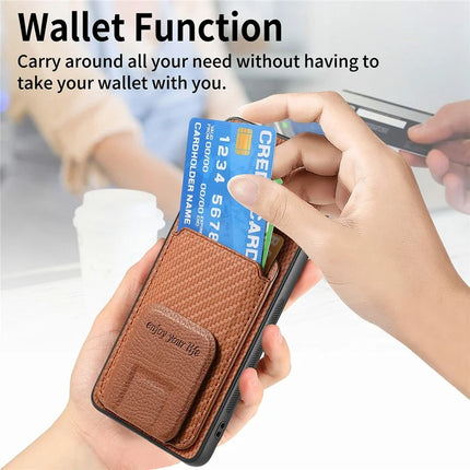 For Google Pixel 9 / Pixel 9 Pro Case Card Holder Carbon Fiber Texture Leather Coated TPU Phone Cover