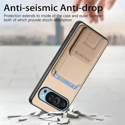 For Google Pixel 9 / Pixel 9 Pro Case Card Holder Carbon Fiber Texture Leather Coated TPU Phone Cover