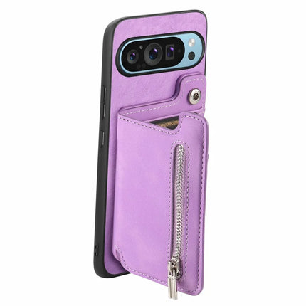 For Google Pixel 9 / Pixel 9 Pro Case Magnetic Detachable Zipper Card Holder Leather+TPU Phone Cover
