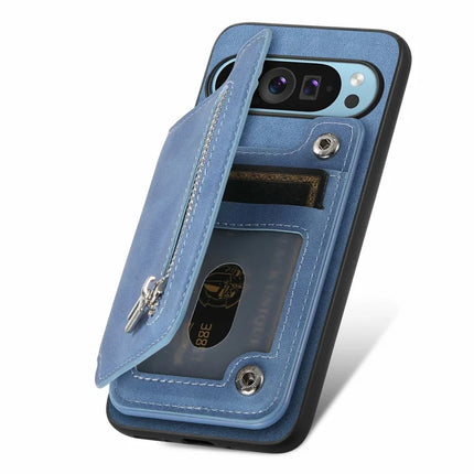 For Google Pixel 9 / Pixel 9 Pro Case Magnetic Detachable Zipper Card Holder Leather+TPU Phone Cover