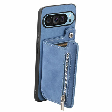 For Google Pixel 9 / Pixel 9 Pro Case Magnetic Detachable Zipper Card Holder Leather+TPU Phone Cover