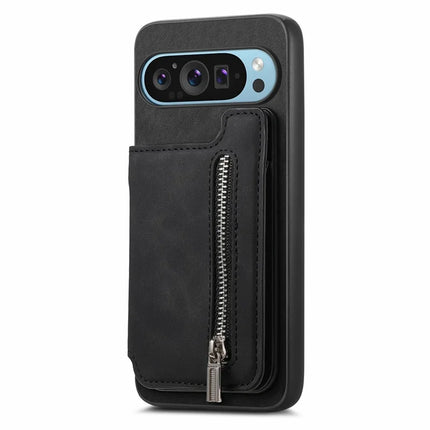 For Google Pixel 9 / Pixel 9 Pro Case Magnetic Detachable Zipper Card Holder Leather+TPU Phone Cover