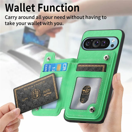 For Google Pixel 9 / Pixel 9 Pro Case Magnetic Detachable Zipper Card Holder Leather+TPU Phone Cover
