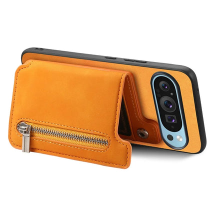 For Google Pixel 9 / Pixel 9 Pro Case Magnetic Detachable Zipper Card Holder Leather+TPU Phone Cover