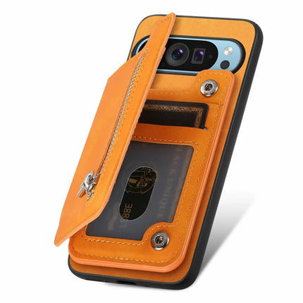 For Google Pixel 9 / Pixel 9 Pro Case Magnetic Detachable Zipper Card Holder Leather+TPU Phone Cover