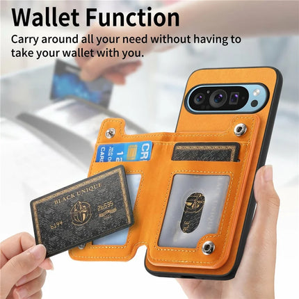 For Google Pixel 9 / Pixel 9 Pro Case Magnetic Detachable Zipper Card Holder Leather+TPU Phone Cover