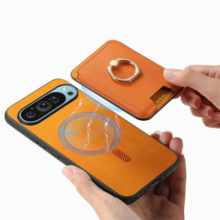 For Google Pixel 9 / Pixel 9 Pro Magnetic Case Leather+TPU Phone Cover Detachable Card Bag