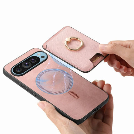For Google Pixel 9 / Pixel 9 Pro Magnetic Case Leather+TPU Phone Cover Detachable Card Bag