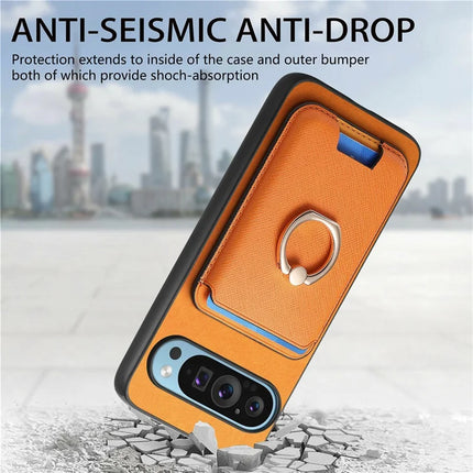 For Google Pixel 9 / Pixel 9 Pro Magnetic Case Leather+TPU Phone Cover Detachable Card Bag