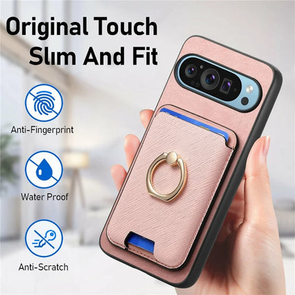 For Google Pixel 9 / Pixel 9 Pro Magnetic Case Leather+TPU Phone Cover Detachable Card Bag