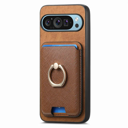 For Google Pixel 9 / Pixel 9 Pro Magnetic Case Leather+TPU Phone Cover Detachable Card Bag