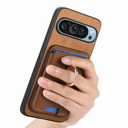 For Google Pixel 9 / Pixel 9 Pro Magnetic Case Leather+TPU Phone Cover Detachable Card Bag