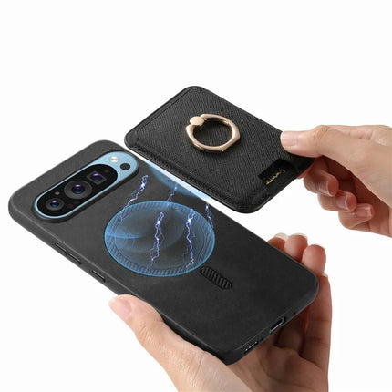 For Google Pixel 9 / Pixel 9 Pro Magnetic Case Leather+TPU Phone Cover Detachable Card Bag