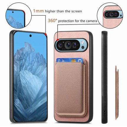 For Google Pixel 9 / Pixel 9 Pro Case Detachable Magnetic Card Bag Leather+TPU Phone Cover