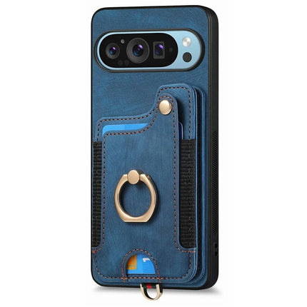 For Google Pixel 9 / Pixel 9 Pro Case RFID Blocking Handbag Leather+TPU Phone Cover Card Slots, Ring Holder