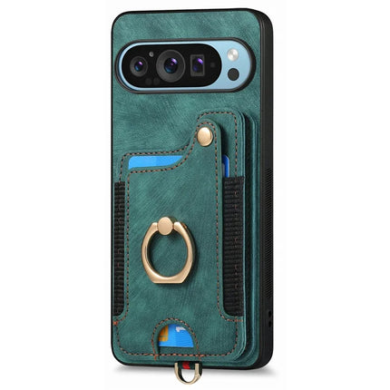 For Google Pixel 9 / Pixel 9 Pro Case RFID Blocking Handbag Leather+TPU Phone Cover Card Slots, Ring Holder