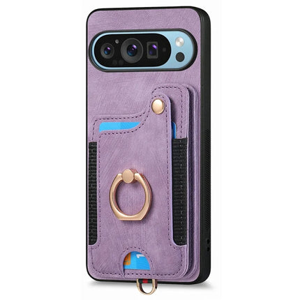 For Google Pixel 9 / Pixel 9 Pro Case RFID Blocking Handbag Leather+TPU Phone Cover Card Slots, Ring Holder