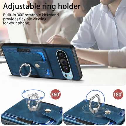 For Google Pixel 9 / Pixel 9 Pro Case Kickstand Leather+TPU Non-Slip Protective Cover Card Slots