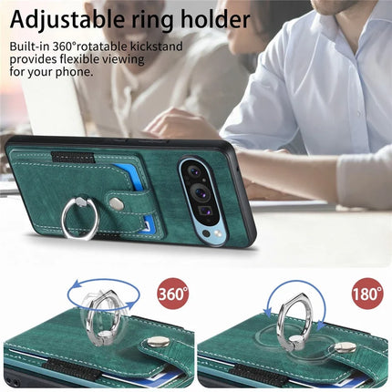 For Google Pixel 9 / Pixel 9 Pro Case Kickstand Leather+TPU Non-Slip Protective Cover Card Slots