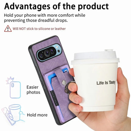 For Google Pixel 9 / Pixel 9 Pro Case Kickstand Leather+TPU Non-Slip Protective Cover Card Slots